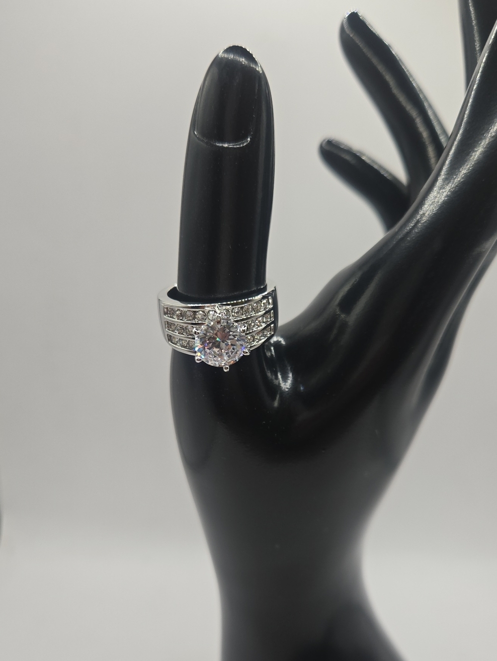 NWOT Charter Club Classic Sterling Silver Cubic Zirconia Engagement Ring -Silver